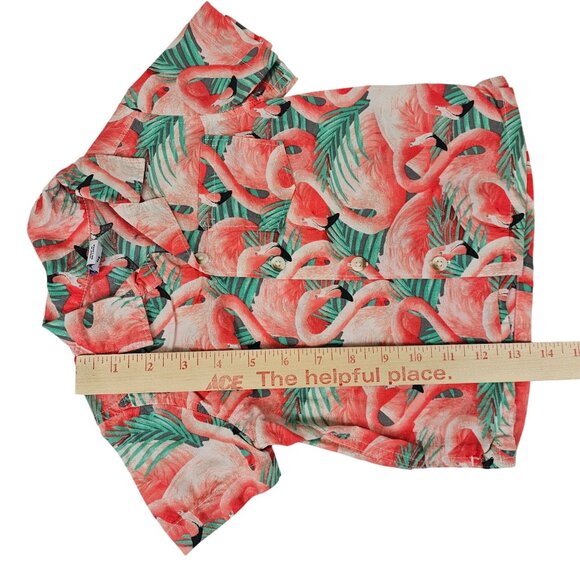 Old Navy Boy 18-24M Flamingo Palm Tree Polo Bttn Dwn Short Sleeve Collared Shirt - Picture 3 of 13